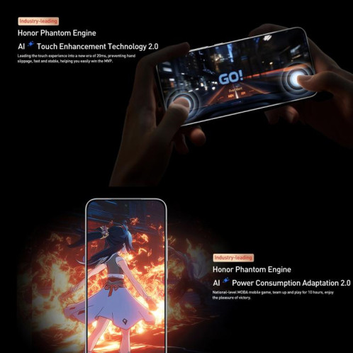 Honor GT Pro, 16 Go + 1 To, lecteur d'empreintes digitales ultrasonique, écran 6,78 pouces, MagicOS 9.0 / Android 15, Snapdragon 8 Elite Octa Core, réseau : 5G, NFC, OTG (blanc) SH910W1452-015